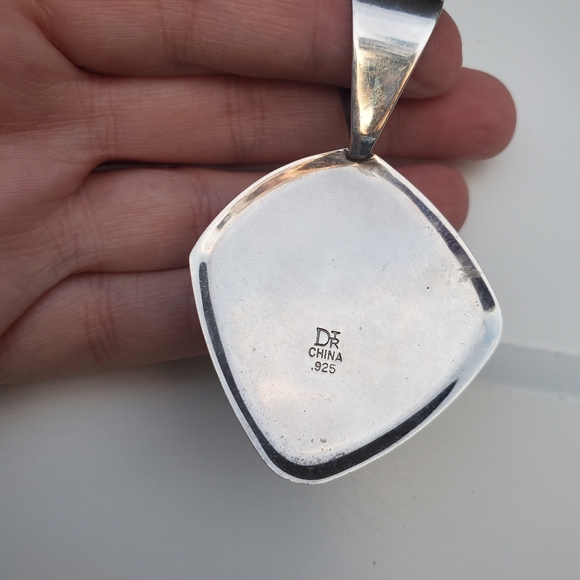 Jay King Turquoise large 925 sterling silver Pendant dtr Shimmery accents - Picture 4 of 6